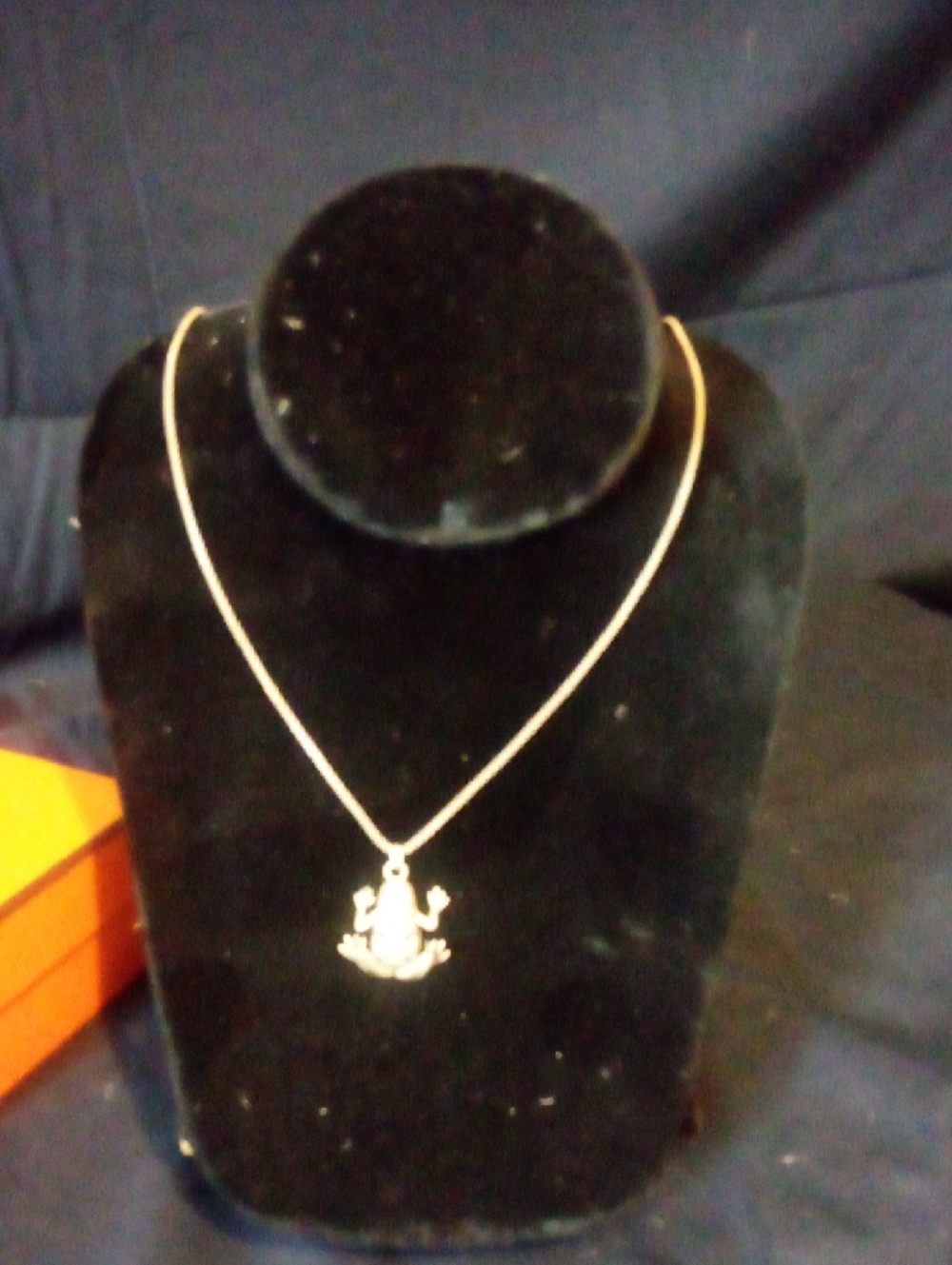 Sterling Frog 1" XOn 9" Sterling Silver Chain Necklace